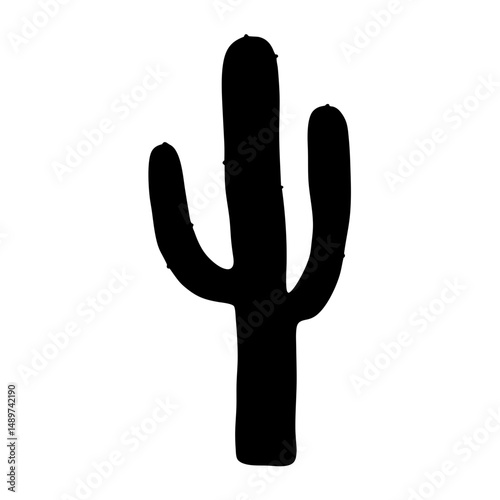 cactus desert black silhouette icon isolated on white vector illustration