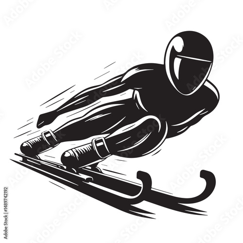 Luge Silhouette line art vector illustration on white background