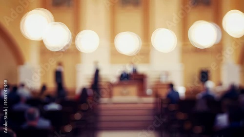 Wallpaper Mural Town Hall Bokeh – Blurred Community Gathering for Public Debate in Open Civic Setting Torontodigital.ca