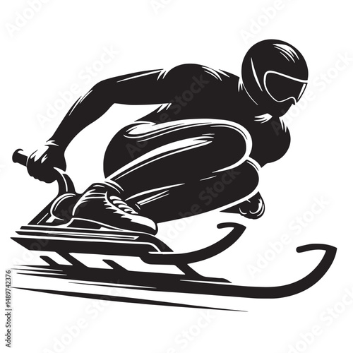 Luge Silhouette line art vector illustration on white background