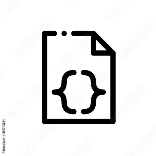 Outlined Document Icon Featuring Curly Braces for Programming or Code Files