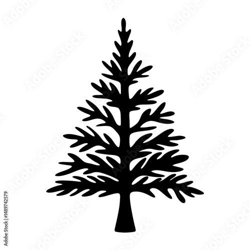 christmas tree with distinct branches silhouette icon vector illustration