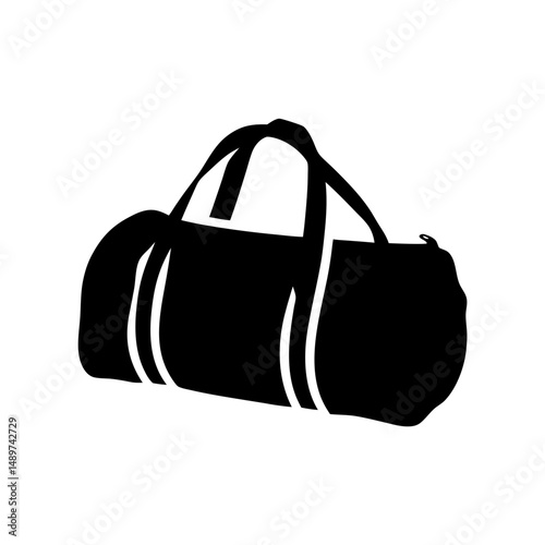 classic black duffel bag with handle black silhouette vector illustration