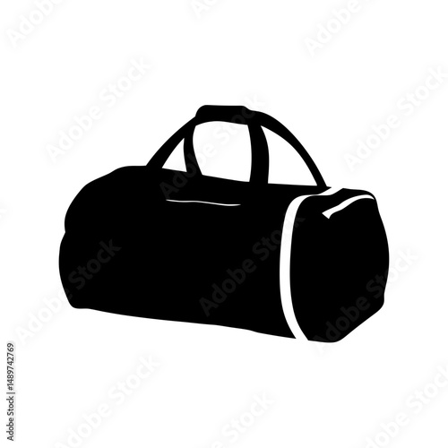classic black duffel bag with handle black silhouette vector illustration