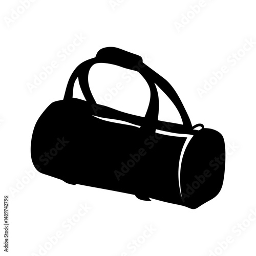 classic black duffel bag with handle black silhouette vector illustration