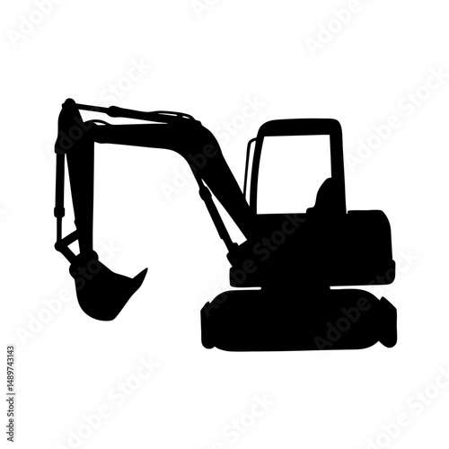 compact excavator black silhouette icon isolated vector illustration