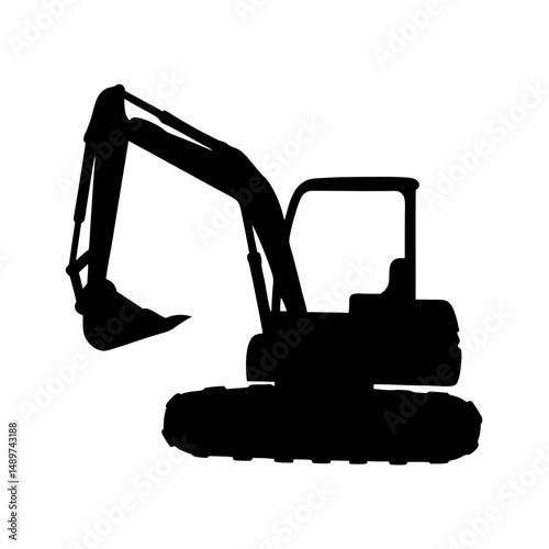 compact excavator black silhouette icon isolated vector illustration