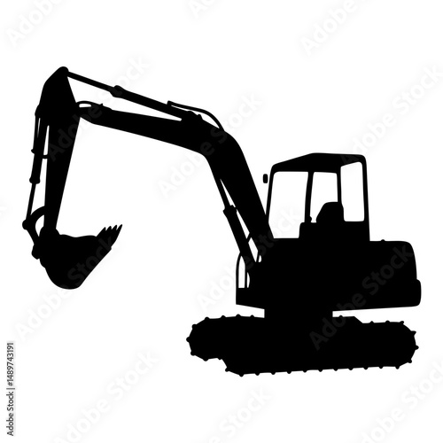 compact excavator black silhouette icon isolated vector illustration