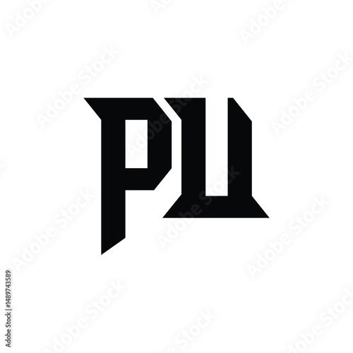 PU monogram logo design letter text name symbol monochrome logotype alphabet character simple logo