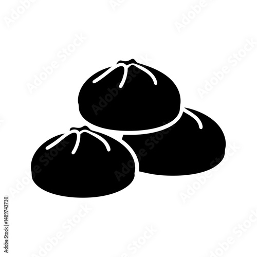 delicious steamed buns black silhouette vector illustration