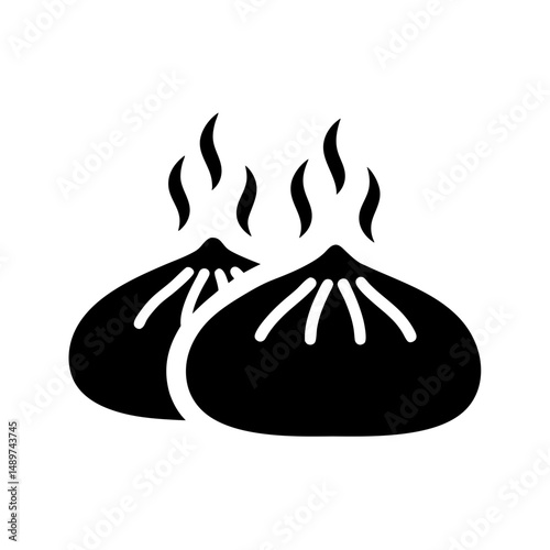 delicious steamed buns black silhouette vector illustration