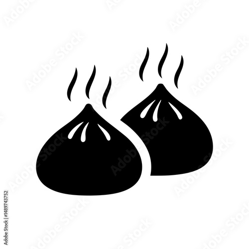 delicious steamed buns black silhouette vector illustration