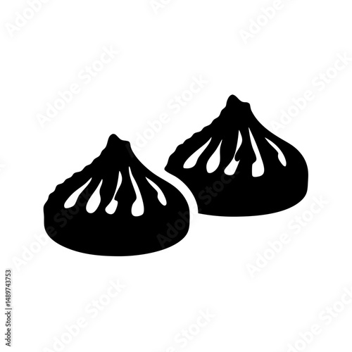delicious steamed buns black silhouette vector illustration