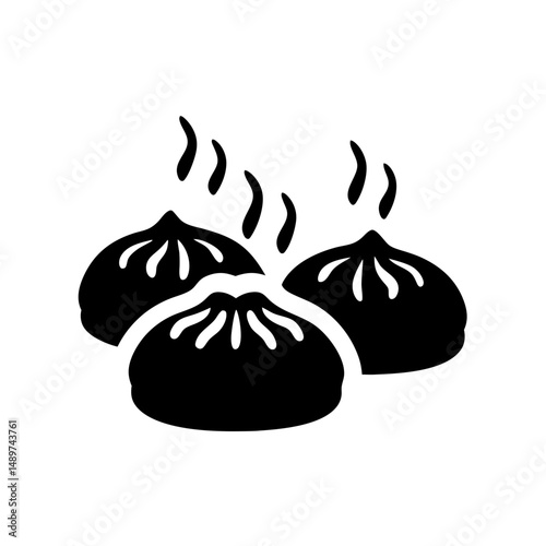 delicious steamed buns black silhouette vector illustration