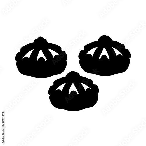 delicious steamed buns black silhouette vector illustration