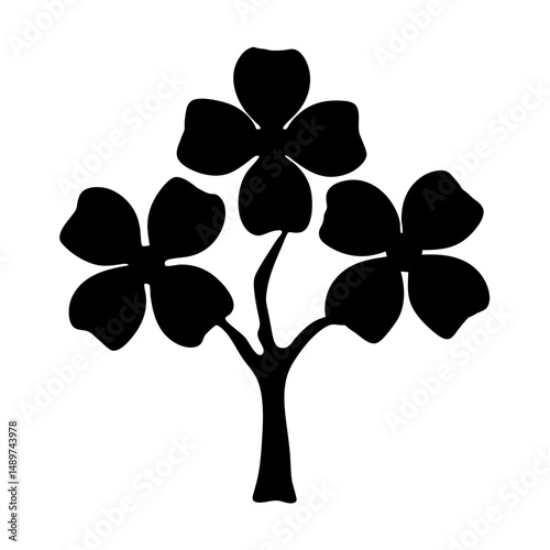 dogwood tree black silhouette vector illustration