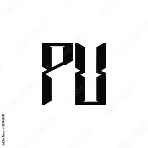 PU monogram logo design letter text name symbol monochrome logotype alphabet character simple logo