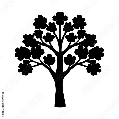dogwood tree black silhouette vector illustration