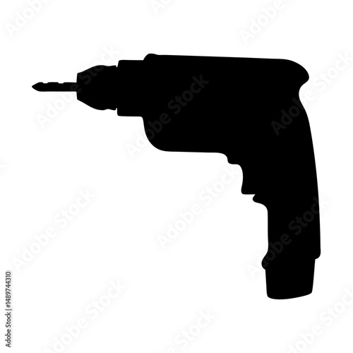 electric drill machine black silhouette icon vector illustration