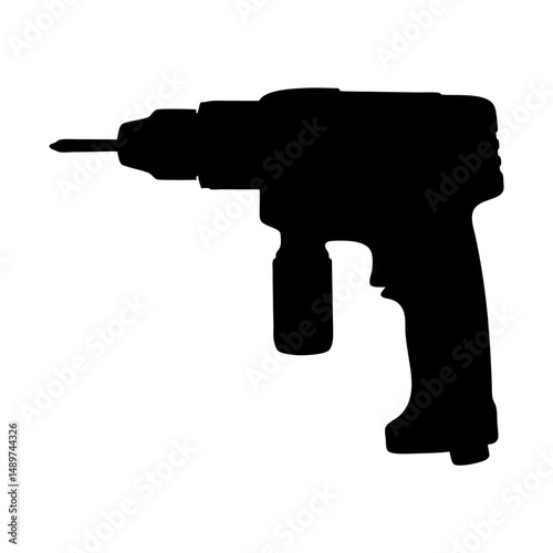electric drill machine black silhouette icon vector illustration