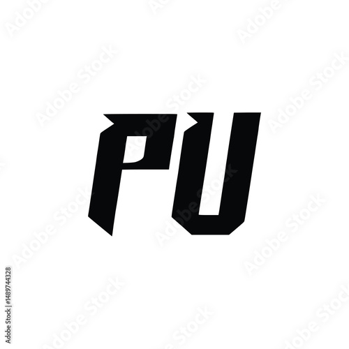 PU monogram logo design letter text name symbol monochrome logotype alphabet character simple logo