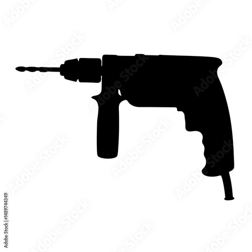 electric drill machine black silhouette icon vector illustration