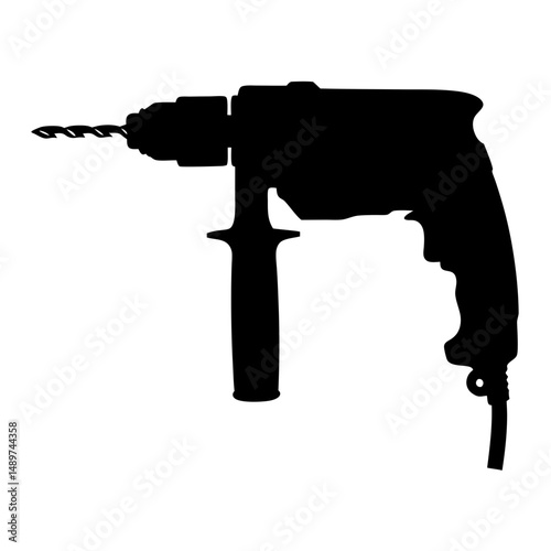 electric drill machine black silhouette icon vector illustration