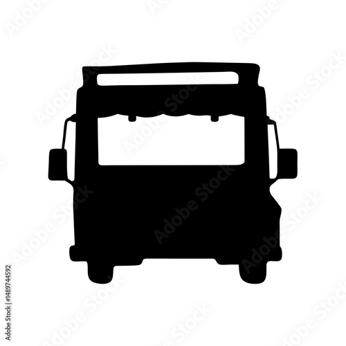 food truck with serving window black silhouette vector illustration