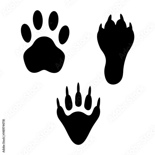 animal footprints black silhouette icon vector illustration