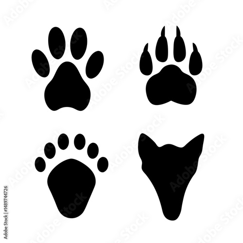 animal footprints black silhouette icon vector illustration