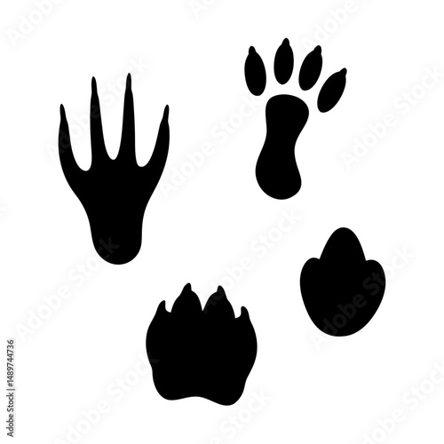 animal footprints black silhouette icon vector illustration