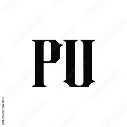 PU monogram logo design letter text name symbol monochrome logotype alphabet character simple logo