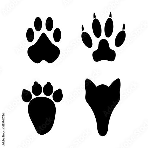 animal footprints black silhouette icon vector illustration