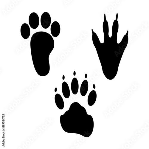 animal footprints black silhouette icon vector illustration