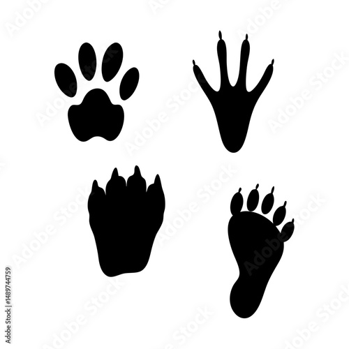 animal footprints black silhouette icon vector illustration
