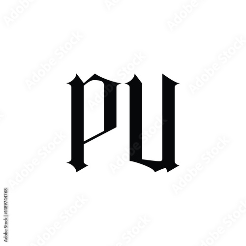 PU monogram logo design letter text name symbol monochrome logotype alphabet character simple logo