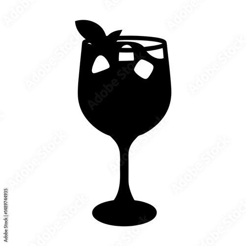 gin fizz black silhouette icon vector illustration