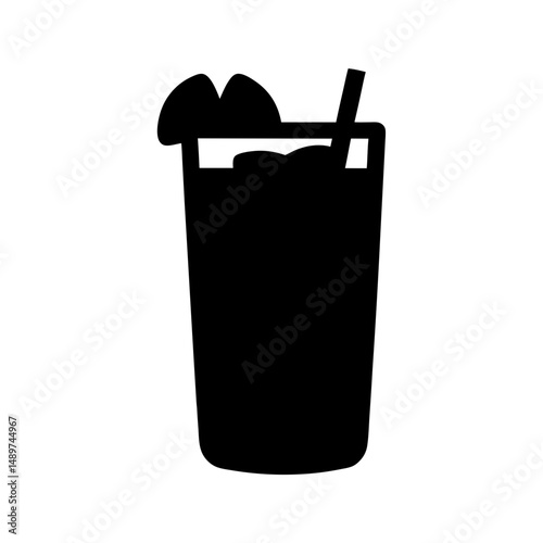 gin fizz black silhouette icon vector illustration