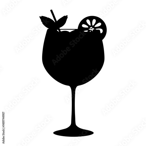 gin fizz black silhouette icon vector illustration