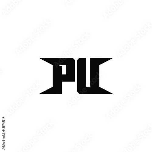 PU monogram logo design letter text name symbol monochrome logotype alphabet character simple logo