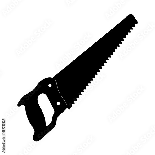 hand saw tool black silhouette vector illustration