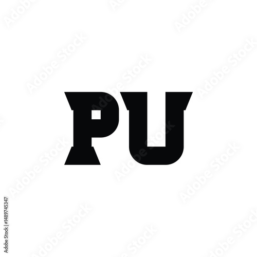 PU monogram logo design letter text name symbol monochrome logotype alphabet character simple logo