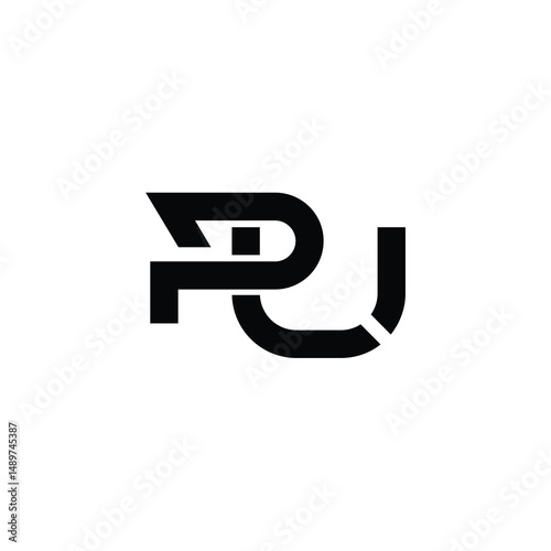 PU monogram logo design letter text name symbol monochrome logotype alphabet character simple logo