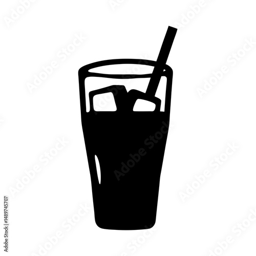 iced tea black silhouette vector illustration
