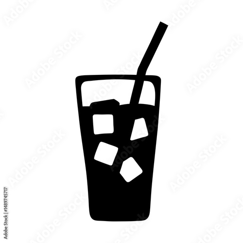 iced tea black silhouette vector illustration