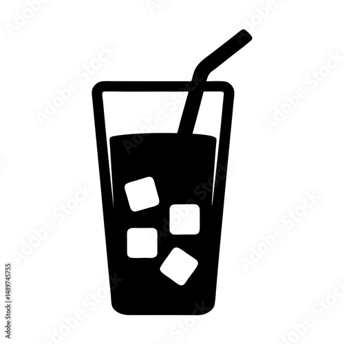 iced tea black silhouette vector illustration