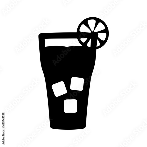 iced tea black silhouette vector illustration