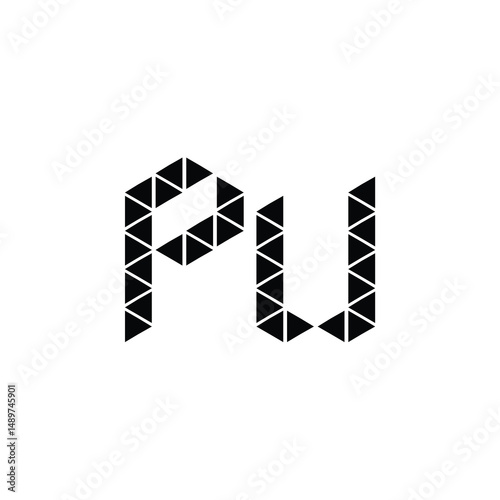 PU monogram logo design letter text name symbol monochrome logotype alphabet character simple logo