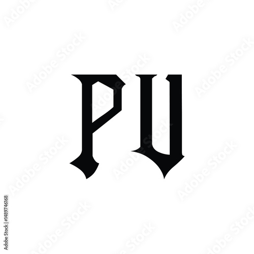 PU monogram logo design letter text name symbol monochrome logotype alphabet character simple logo