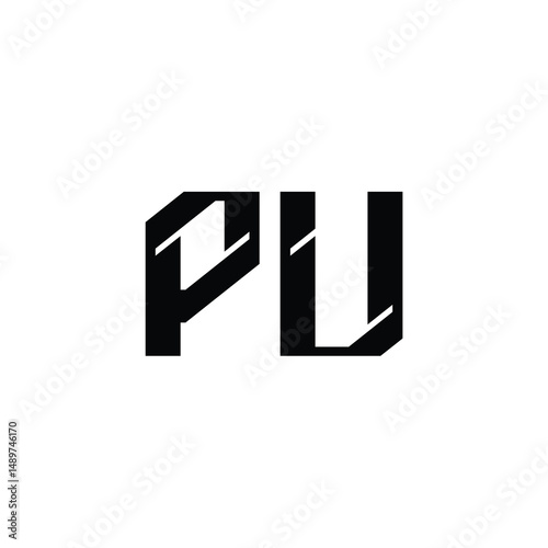PU monogram logo design letter text name symbol monochrome logotype alphabet character simple logo